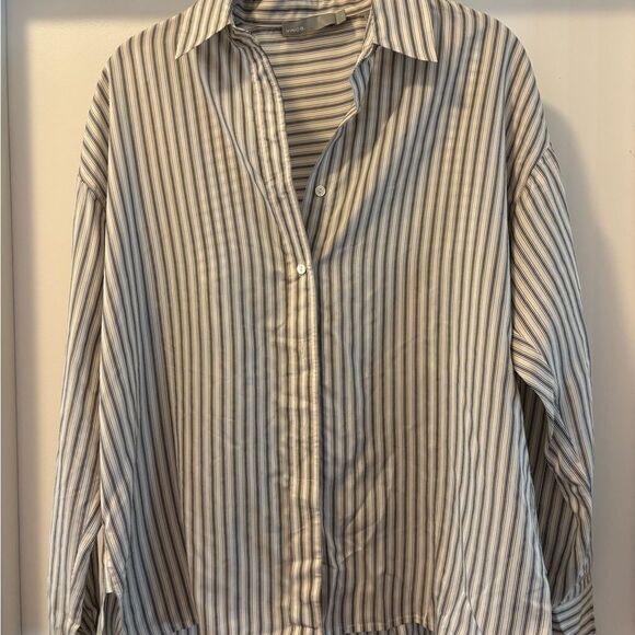 Vince Slim-Fitted Stripe Blouse Button Up Size Small - Picture 2 of 7